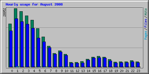 Hourly usage for August 2008